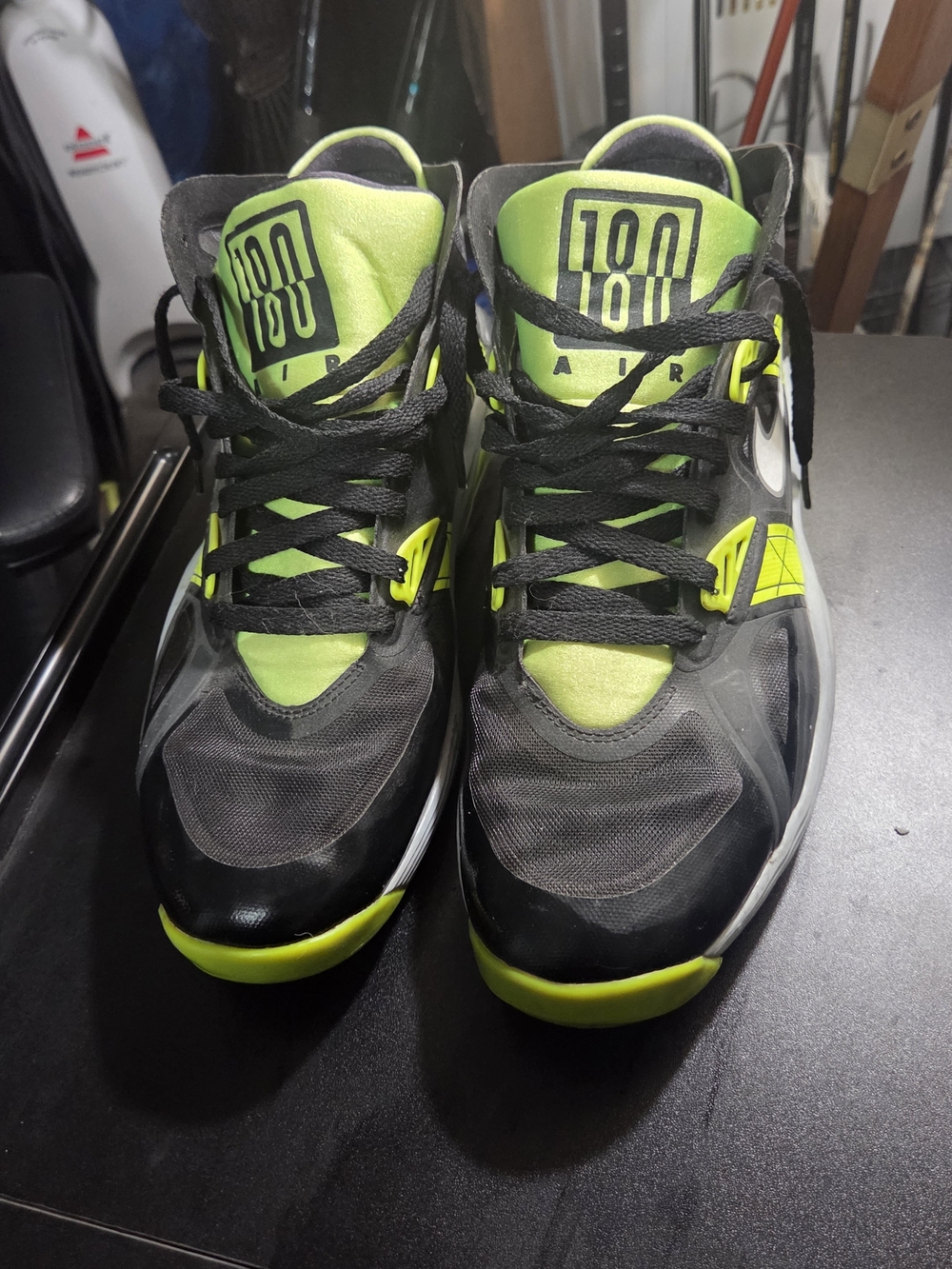 Nike Black and Volt 180 Air Retro Sneakers